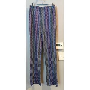 MAX&Co Pants Womens S Multicolor Knit Jersey Vertical Stripe Stretch High‎ Waist